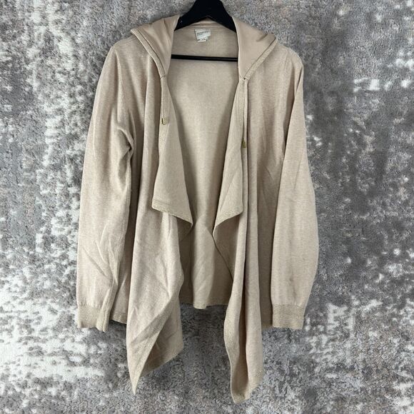 Zenergy Chicos Size 0/S Cashmere Cotton Blend Hooded Drawstring Cardigan Sweater - Picture 1 of 10